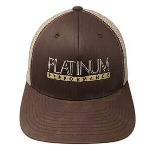 Yupoong Trucker Hat Brown Beige OS Platinum Performance Embroidered Snapback